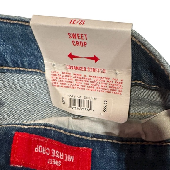 LUCKY BRAND Sweet Mid Rise Crop Jean Denim Advanced Stretch Light Wash NWT 12/31 - Picture 13 of 16